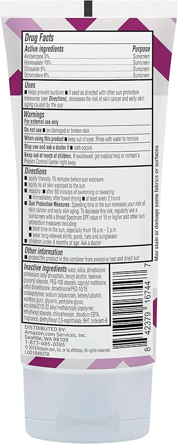 Amazon Brand - Solimo Sheer Face Sunscreen SPF 30, Formulated without Octinoxate & Oxybenzone, Unscented, 3 fl oz (Pack of 1)