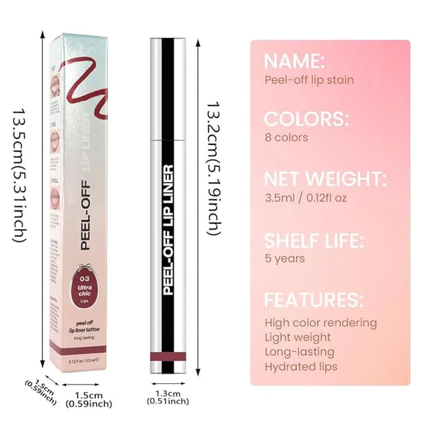 Matte Lip Gloss Stain-Peel Off Lip Liner Tattoo, Brownish Red Lip Tint，Long Lasting Peel Off Lip Stain, Waterproof Transfe...