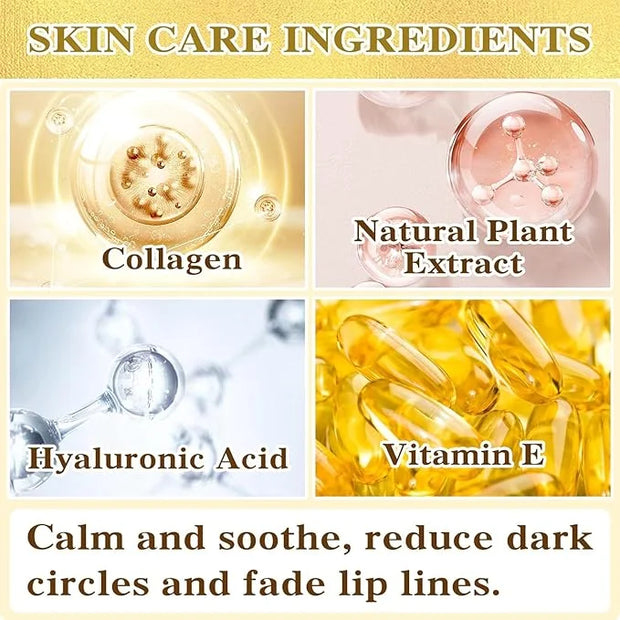 30 Pairs Lip Masks & Eye Masks, 24K Gold Gel Crystal Collagen Eye Patches for Puffy Eyes, Effectively Moisturizing & Reduc...