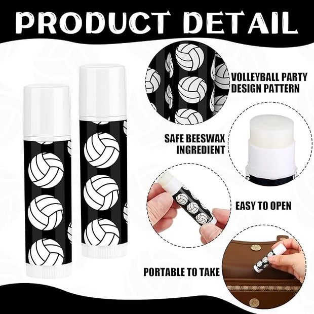 24 Pcs Volleyball Lip Balm Volleyball (Black)