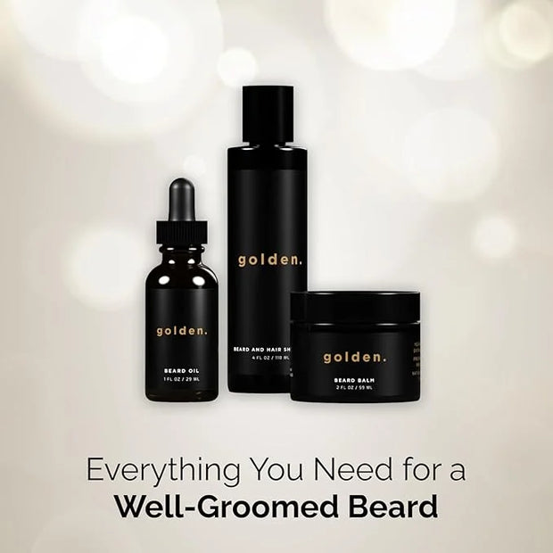 Golden Grooming Co. Everyday Beard Bundle – Complete Beard Care Set | Includes Beard Oil, Balm & Shampoo (Regular, Fresh) ...
