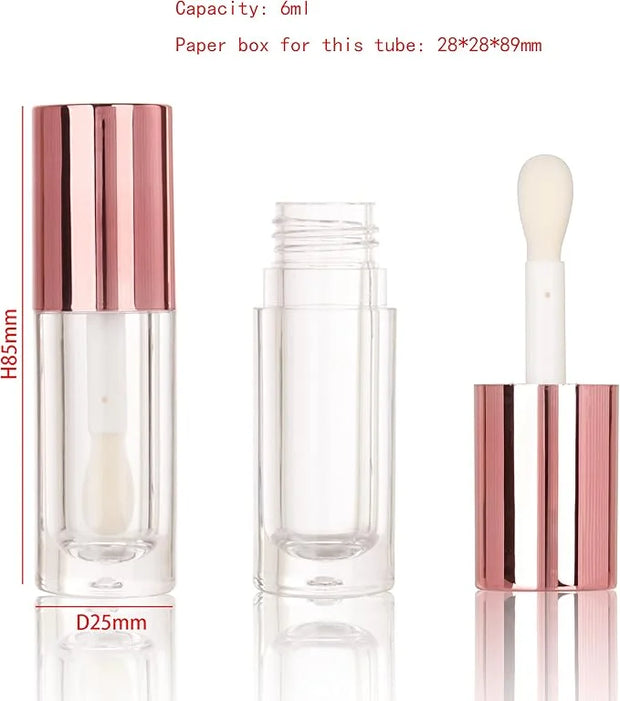COSIDEA 14pcs Empty 6ml big doe foot wand Chunky lip gloss tubes for DIY lipgloss,Pink round lipgloss containers tubes wit...