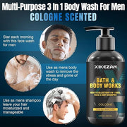Gifts for Men,Mens Body Wash Gift Set Cleansing & Hydrating Skin w/Face Wash,Deodorant,Sandalwood & Cologne 3 in 1 Hair,Fa...