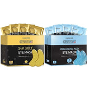 24k Gold Under Eye Patches & Hyaluronic Acid Eye Masks, Collagen Eye Patches for Dark Circles Undereye Bags Wrinkles and P...
