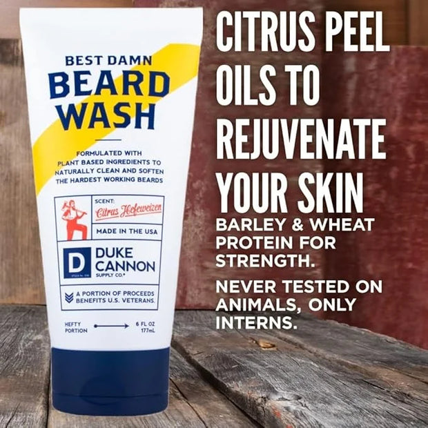 Duke Cannon Supply Co. Beard Wash Citrus Hefeweizen, 6 Fl Oz - Made with Plant-Based Ingredients to Strengthen, Rejuvenate...