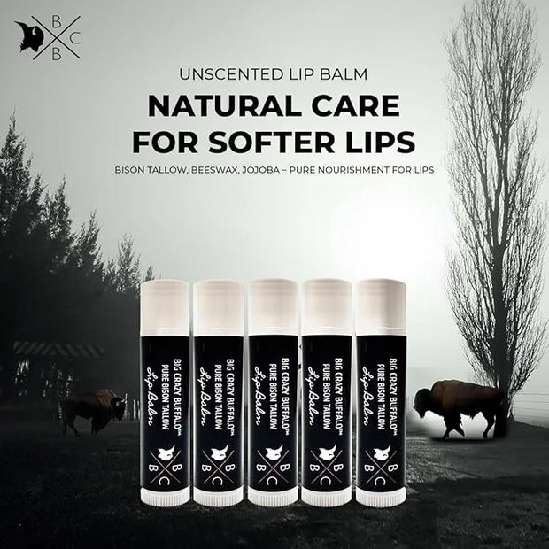 Pure Bison Tallow Lip Balm, Unscented, Lips