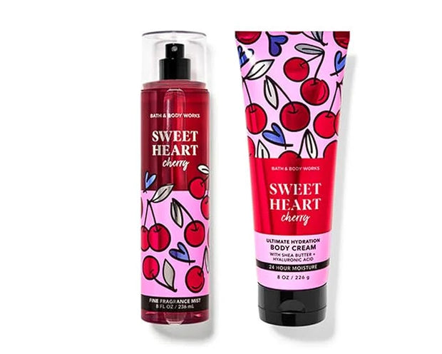 BBW - Bath and Body - SweetHeart Cherry - 2 pc Bundle - Duo - Fine Fragrance Mist 8 oz. ULtimate Hydration Body Cream 8 oz...