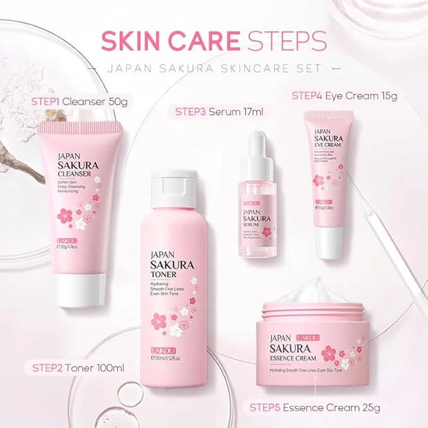 Travel Skincare Set for Women and Teens, Facial Skin Care Gift Set with Vitamin C & Cherry Blossom, Gentle Skin Cleaning &...