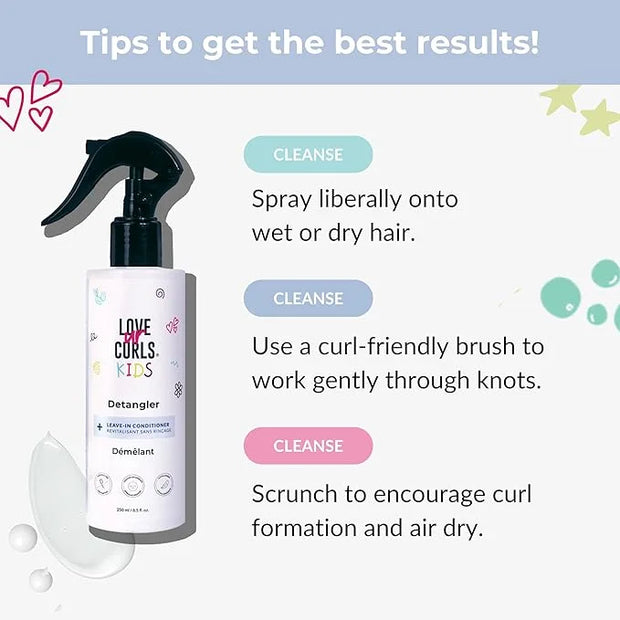 Love Ur Curls Kids Detangler Leave in Conditioner Spray, Pediatrician Approved, Moisturizing, Hydrates and Conditions, Veg...