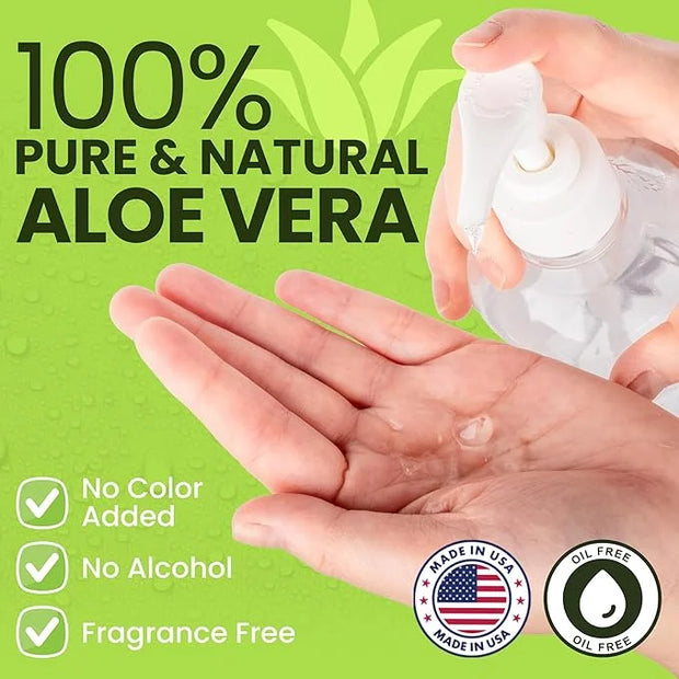 Organic Aloe Vera Gel - 100% Pure for Skin, Sunburn Relief & Face Moisturizer - Extracted from Aloe Vera Plant with Manuka...