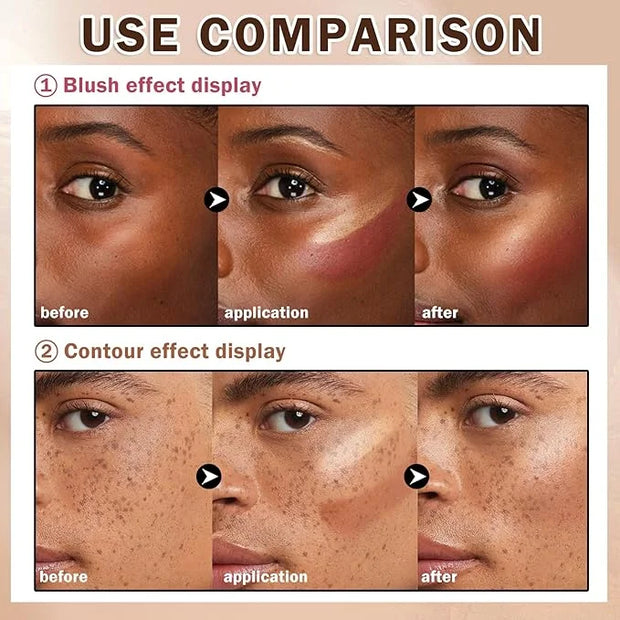 12 Colors Cream Blush Palette Cream Concealer Foundation Palette,Natural Matte Face Makeup Palette with Brush - Product Image