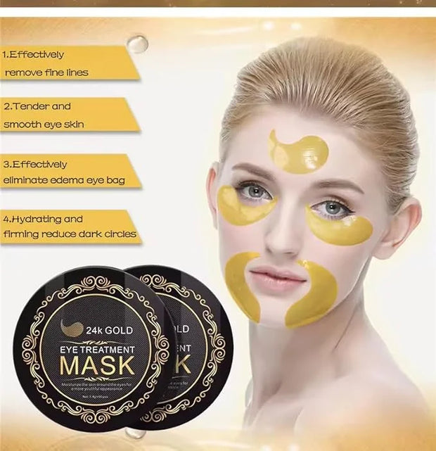 24K Gold Under Eye Treatment Mask, Dark Circle and Anti-Wrinkle, Hydrating eye mask, Puffiness & Eye Care, Collagen,Hyalur...