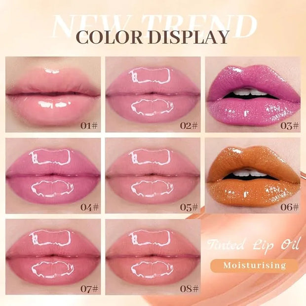 4 Colors Fat Lip Oil Drip,Lip Oil Lip Glaze Hydrating Lip Glow Oil Big Brush Head Moisturizing Lip Gloss,Shiny Transparent...