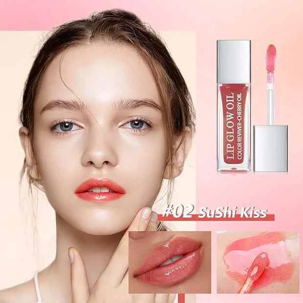 Hydrating Lip Glow Oil, Plumping Lip Gloss Transparent Lip Oil Tinted for Lip Care and Dry Lips, Non Sticky, Shiny and Moi...