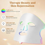 Hotodeal LED Face Mask Light Therapy,7 Colors Light Therapy for Skin Rejuvenation Anti-aging Beauty Red Light Therapy,Sili...