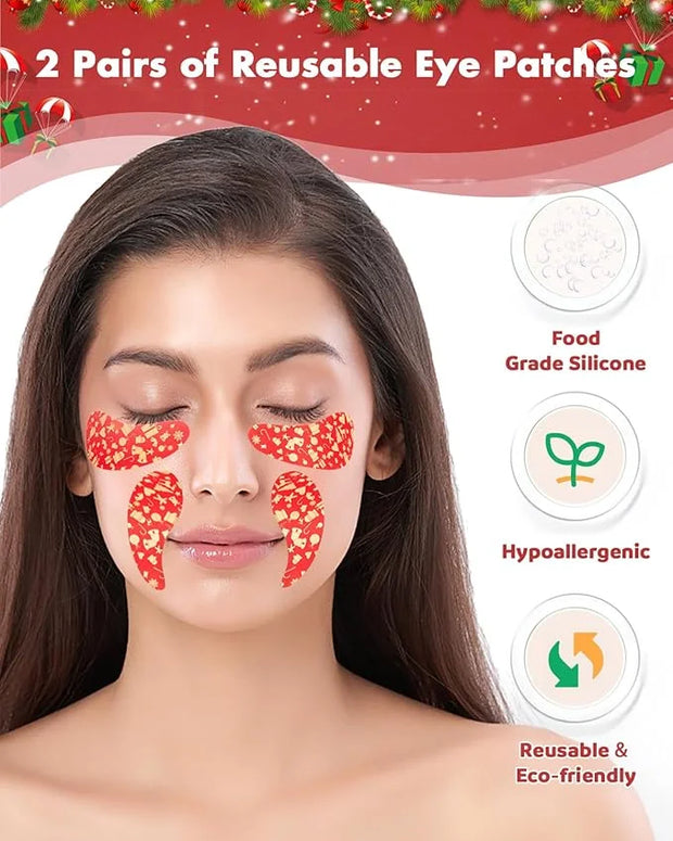 2 Pairs Reusable Under Eye Wrinkle Patches Silicone Mask, Plump Fine Lines & Wrinkles, with Metal Eye Cream Applicator, Ti...