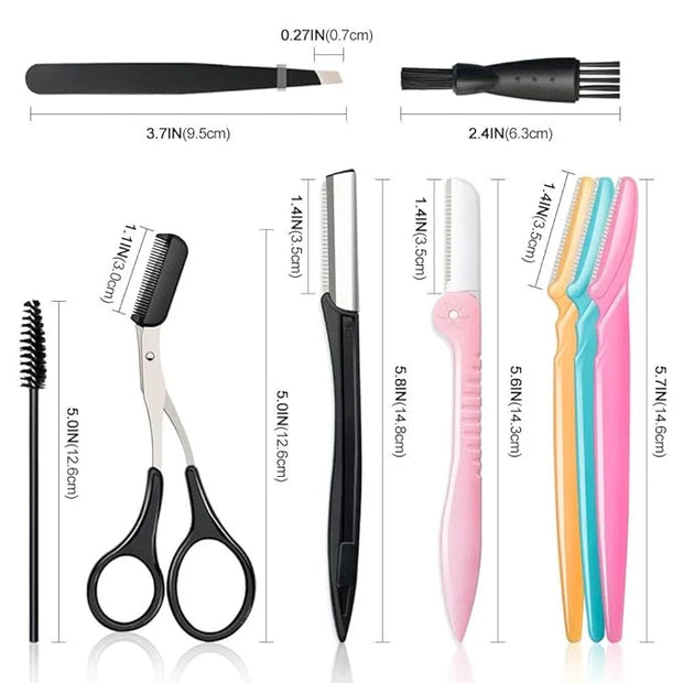 14 in 1 Eyebrow Razor Kit, Professional Dermaplane Face Razor for Women, Eyebrow Trimmer for Hair & Peach Fuzz Remover, Fa...