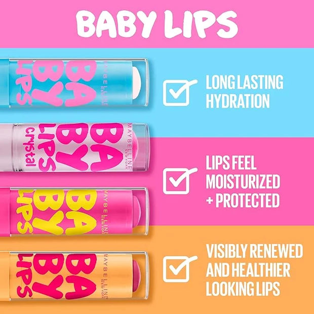 Maybelline New York Baby Lips Moisturizing Lip Balm 3-pack, Lip Care Essentials, 3 Shades - Product Image