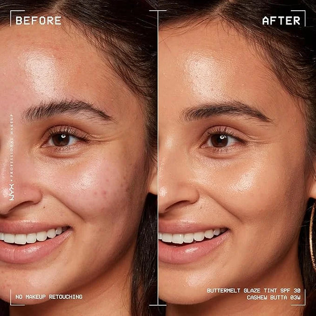 NYX PROFESSIONAL MAKEUP Buttermelt Glaze Soft Glow Skin Tint + SPF 30, Up To 12HR Wear, 03 Cashew Butta - Product Image