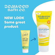 Seaweed Bath Co. Active Defense SPF 50 Sport Broad Spectrum Hybrid Sunscreen Cream, 3.4 Ounce, Sustainably Harvested Seawe...