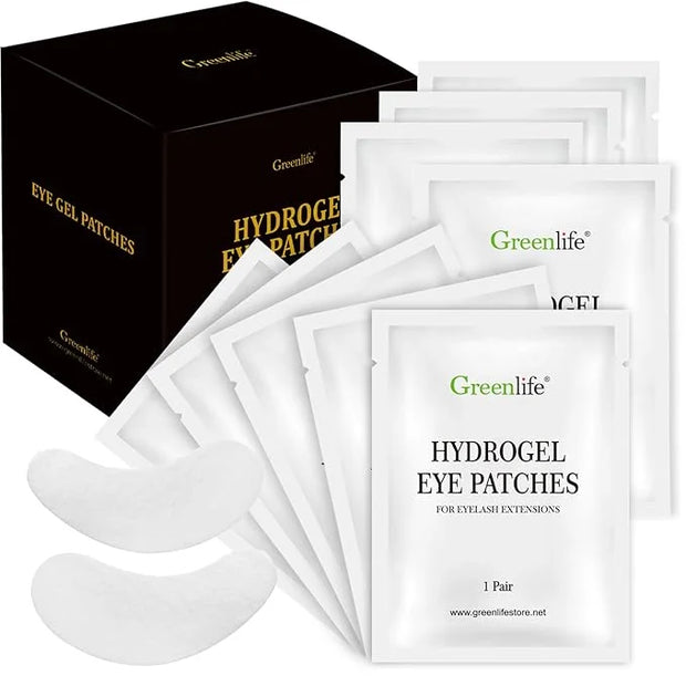 GreenLife 100 pairs 100% Naturel Eyelash Extension Under Eye Gel Pads patches kit Collagen with Aloe Vera Hydrogel Eye Pat...