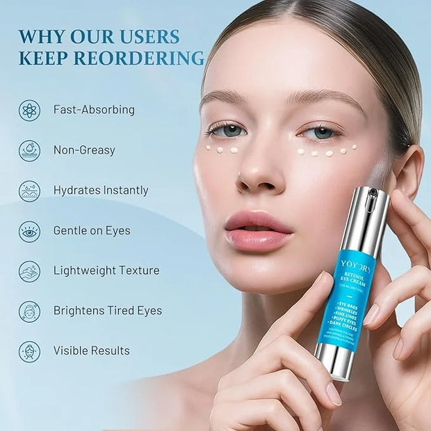 Retinol Under Eye Cream - Eye Cream for Eye Bags, Dark Circles, and Fade Wrinkles, Fine Lines Skin Care Treatment for Wome...