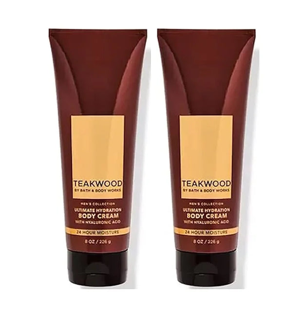 Bath and Body Works Teakwood Men's Collection Ultimate Hydration Ultra Shea Body Cream 8 Oz 2 Pack (Teakwood) - Product Image