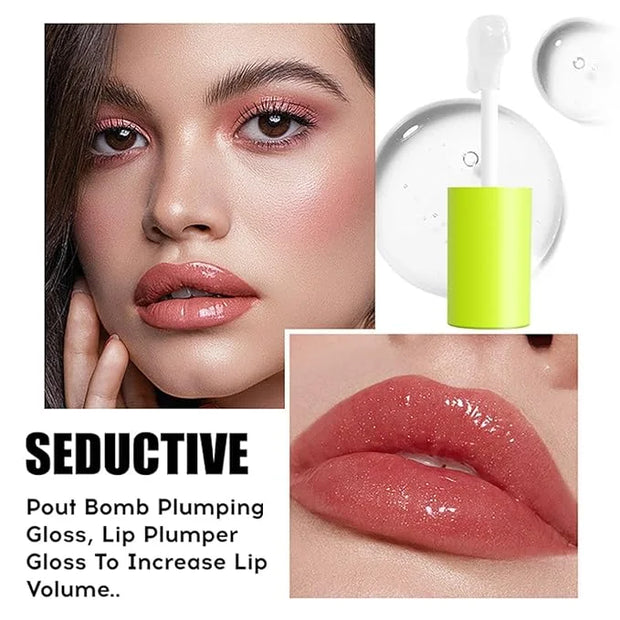 Hydrating Lip Oil, Big Brush Head Glaze Shiny Transparent Glow Oil, Nourishing & Non-sticky Long Lasting Fresh Clear Smoot...