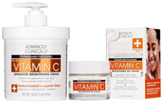 Advanced Clinicals Brightening Vitamin C Body Cream + Potent Vitamin C Face Moisturizer Gel Cream 2pc Skincare Set For Wom...