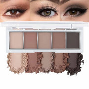 evpct 5 Colors Matte Nude Eye Shadow Palette Makeup for Older Women, Nude Brown Cocoa Taupe Ebony Matte Cream Smokey Mini ...
