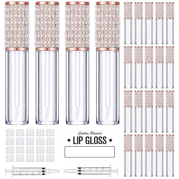 AMORIX 24 Pack Lip Gloss Tubes with Wand 5ml Empty Rhinestone Lip Gloss Containers Cute Lipgloss Bottles Lip Gloss Supplie...