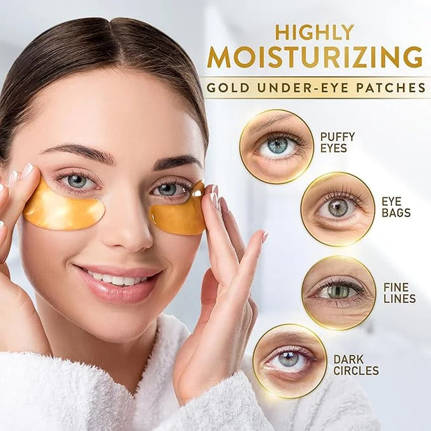 Under Eye Patches (72 Patches) for Puffy Eyes and Dark Circles with Pure Collagen, 24K Gold Eye Gel Pad Masks for Reducing...