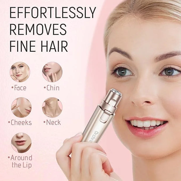 Rechargeable Facial Hair Remover for Women: 2-in-1 Device for Shaping Eyebrows and Removing Face Peach Fuzz(Rose Gold) - P...