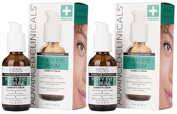 Advanced Clinicals Puffy Eye Under Eye Serum | Visible Anti Aging Brightening Vitamin C + Caffeine Serum Helps Improve Loo...