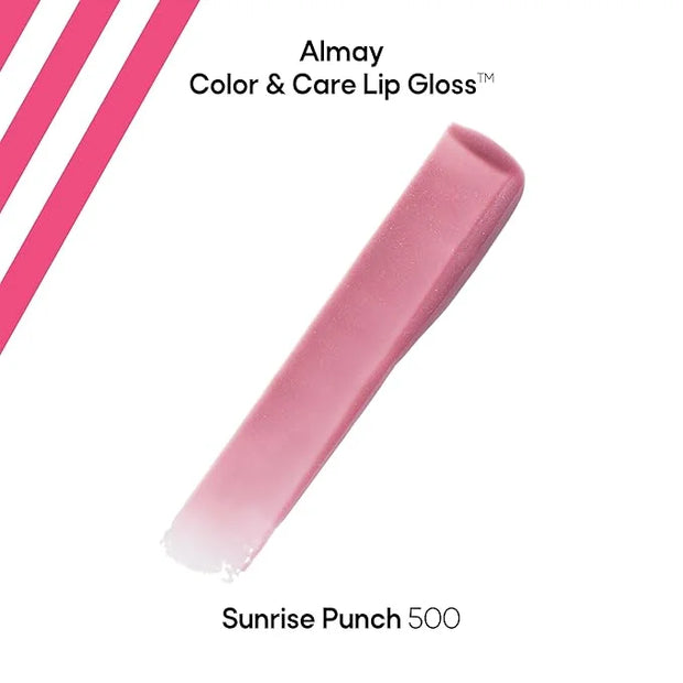 Almay Color & Care Hydrating Lip Gloss, Soft Natural Hues, Prebiotic Complex, Hyaluronic Filling-Sphere Technology, 500 Su...