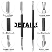 2PCS Metal Black Cuticle Pusher