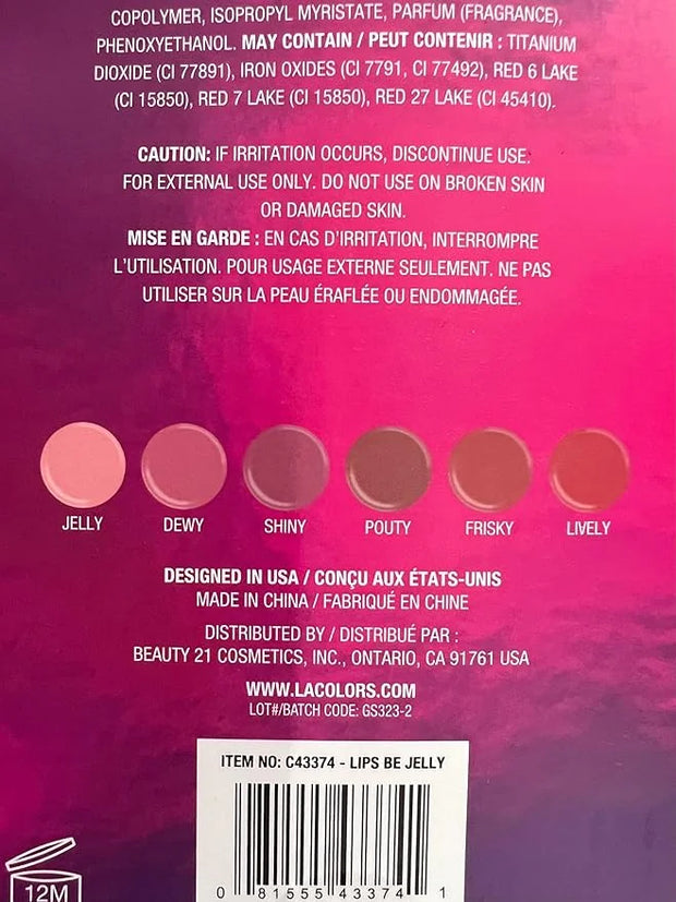 L.A. COLORS All Is Bright 6pc Jelly Lipgloss Set, Lips Be Jelly, 1 Fl Oz (Pack of 1) - Product Image