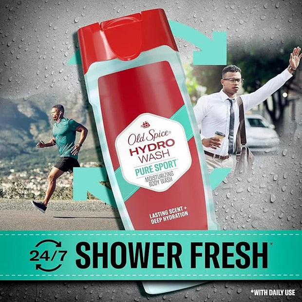 Old Spice Moisturizing Body Wash for Men, Hydro Wash, 2-in-1 Long Lasting Scent & Deep Hydration, 24/7 Shower Fresh, Pure ...