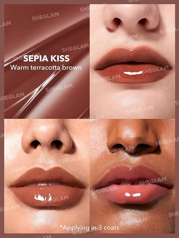 SHEGLAM PoutPerfect Moisturizing Solid Lip Gloss Non Sticky Lipstick with Coconut Oil - Sepia Kiss - Product Image