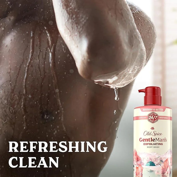 Old Spice GentleMan's Exfoliating & Moisturizing Body Wash for Men, 24/7 Shower Fresh with Long Lasting Scent, Renewing Vi...
