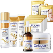 Collagen face wash sets for women, 13 Pcs Skin Care Set , Facial Kit with Facial Cleanser Toner Eye Cream Face Serum Face ...