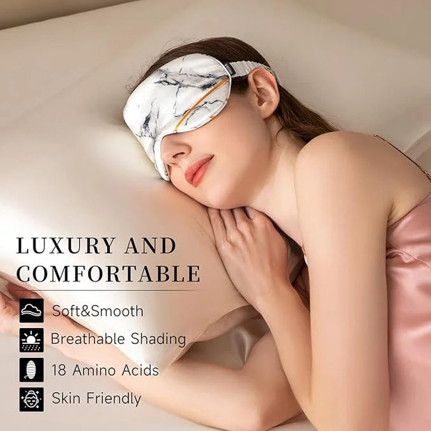 THXSILK Sleep Mask 100% 19 Momme Pure Mulberry Silk Super Smooth Cooling Decorative Sleep Eye Mask Blackout Eye Cover with...
