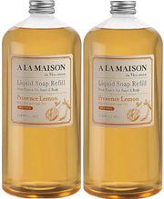 A LA MAISON French Liquid Hand Soap Refill, Provence Lemon - Natural Hand Wash Made with Essential Oils - Biodegradable, P...