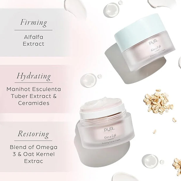 Firming Facial Cream, Get a Lift by PUR Beauty - Triple-Action Lightweight Moisturizer for Face & Neck Tightens Sagging Sk...