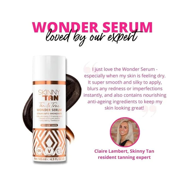 SkinnyTan Tan and Tone Wonder Serum Express - Hydrating Serum with Anti-Aging Q10, Aloe Vera, and Vitamin E - 1 Hour Expre...