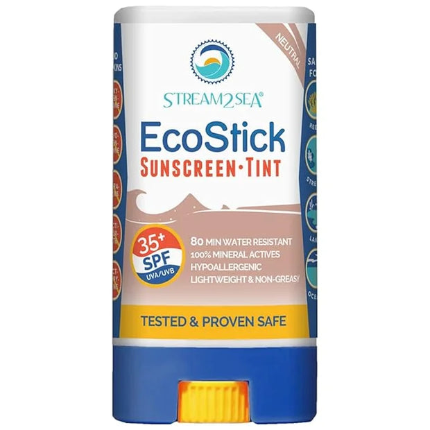 STREAM2SEA EcoStick SPF 35 Mineral Sunscreen Stick, Sweat Water Resistant Sunblock, USDA Approved Biodegradable Paraben Fr...
