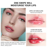 4 Pcs Plumping Lip Oil, Moisturizing Hydrating Lip Glow Oil Fruit Big Brush Head Lip Gloss Kit Smooth Glossy Finish Tinted...