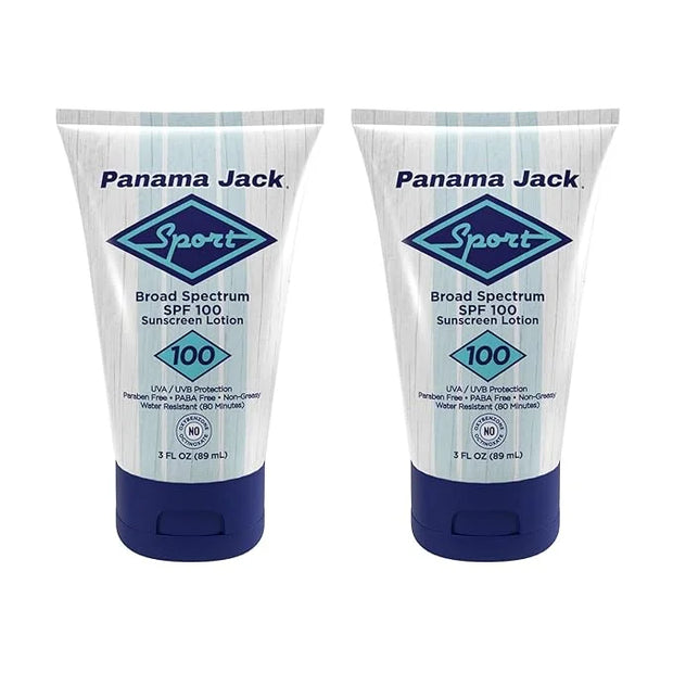Panama Jack Sport Sunscreen Lotion - SPF 100, Broad Spectrum UVA/UVB Protection, Non-Greasy, PABA, Paraben, Gluten & Cruel...