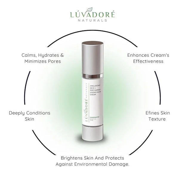Hyaluronic Acid Niacinamide Facial Cream – Hydrating Face Moisturizer for Plump, Radiant Skin – Fast Absorbing Non-Greasy ...