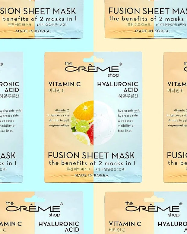 The Crème Shop - Vitamin C & Hyaluronic Acid Fusion Full Face Masks, Korean Facial Skin Care and Moisturizer - Hydrating, ...